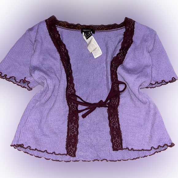 y2k 2000s purple forever 21 tie top ! size s ! - Picture 1 of 2